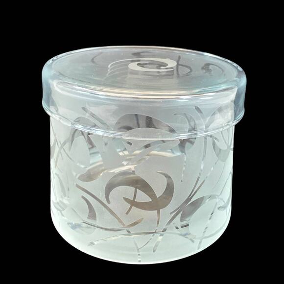 Michael Weems Etched Carved Crystal Elise Candy Dish Jar w/ Lid Maryland - Picture 1 of 6